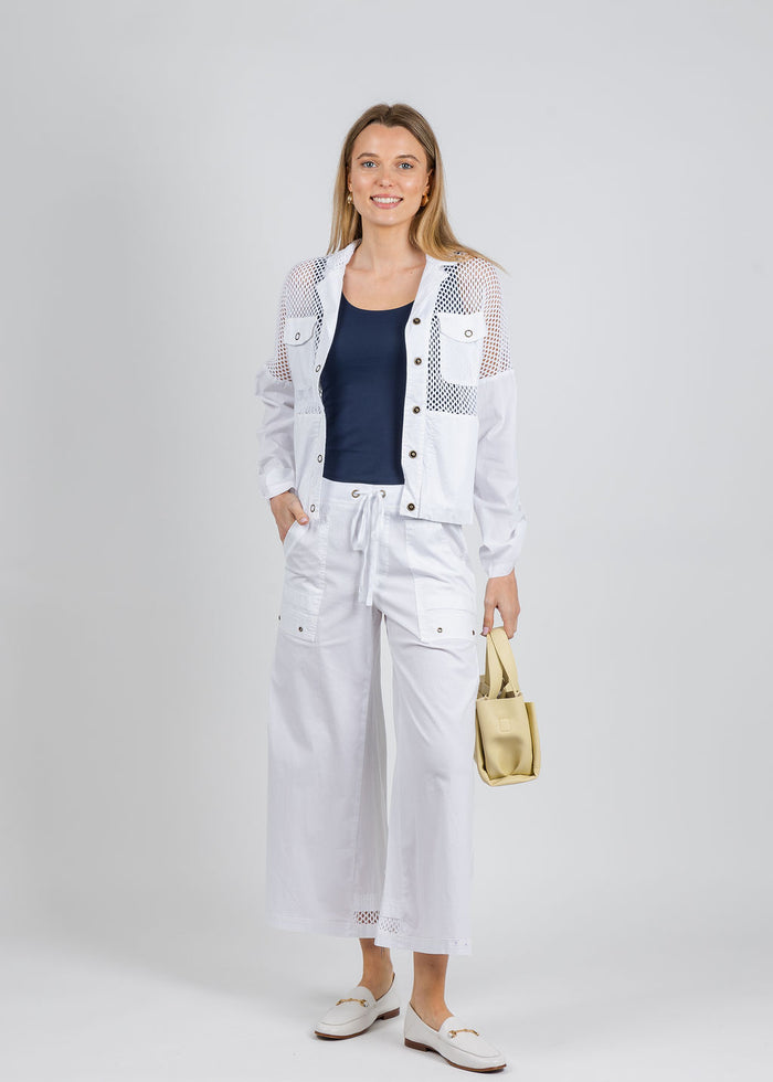 XCVI Niels Bomber Jacket & Roel Crop Pants in White available at Barbara Katz