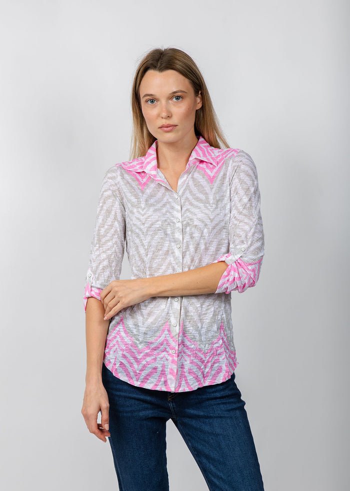 David Cline Roll Sleeve Shirt in Buff available at Barbara Katz