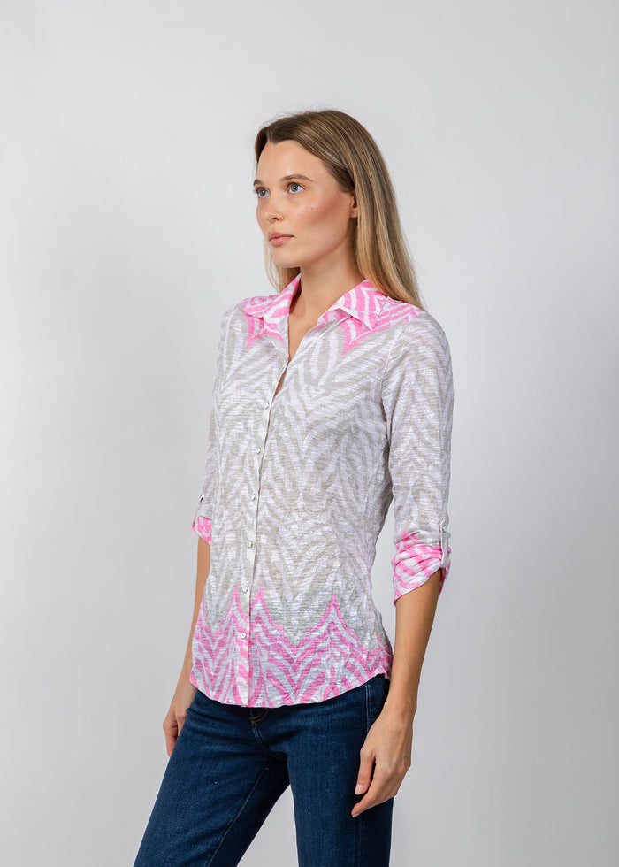 David Cline Roll Sleeve Shirt in Buff available at Barbara Katz