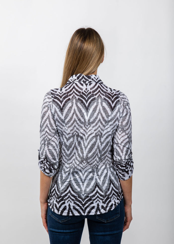David Cline Roll Sleeve Shirt in Fog available at Barbara Katz