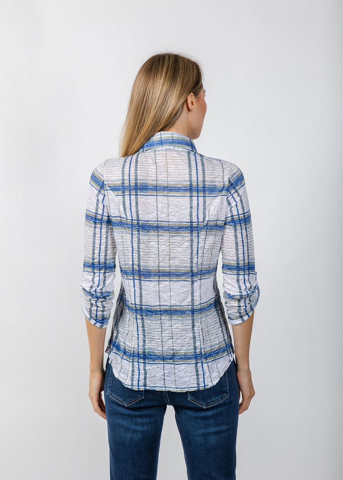 David Cline Roll Sleeve Shirt in Sugar available at Barbara Katz