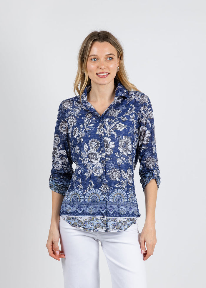 David Cline Roll Up Shirt in Indigo available at Barbara Katz