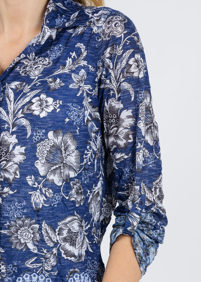 David Cline Roll Up Shirt in Indigo available at Barbara Katz