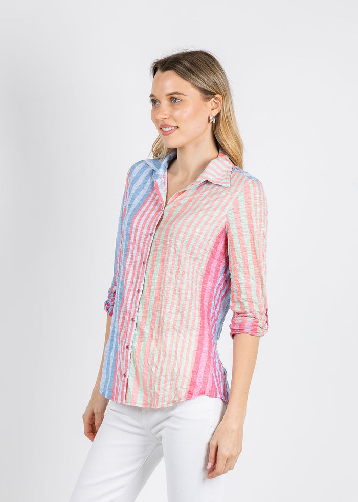 David Cline Roll Up Shirt in Stripes available at Barbara Katz