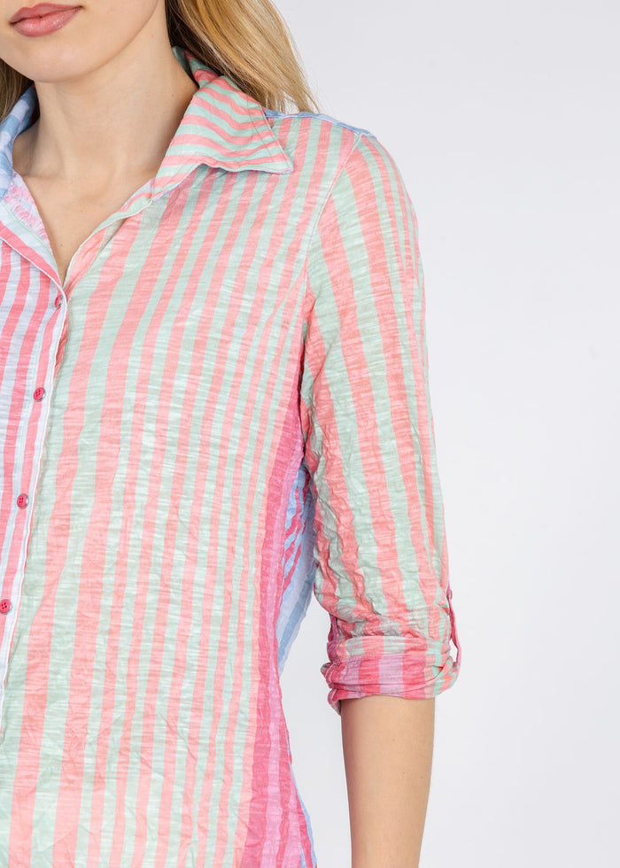 David Cline Roll Up Shirt in Stripes available at Barbara Katz