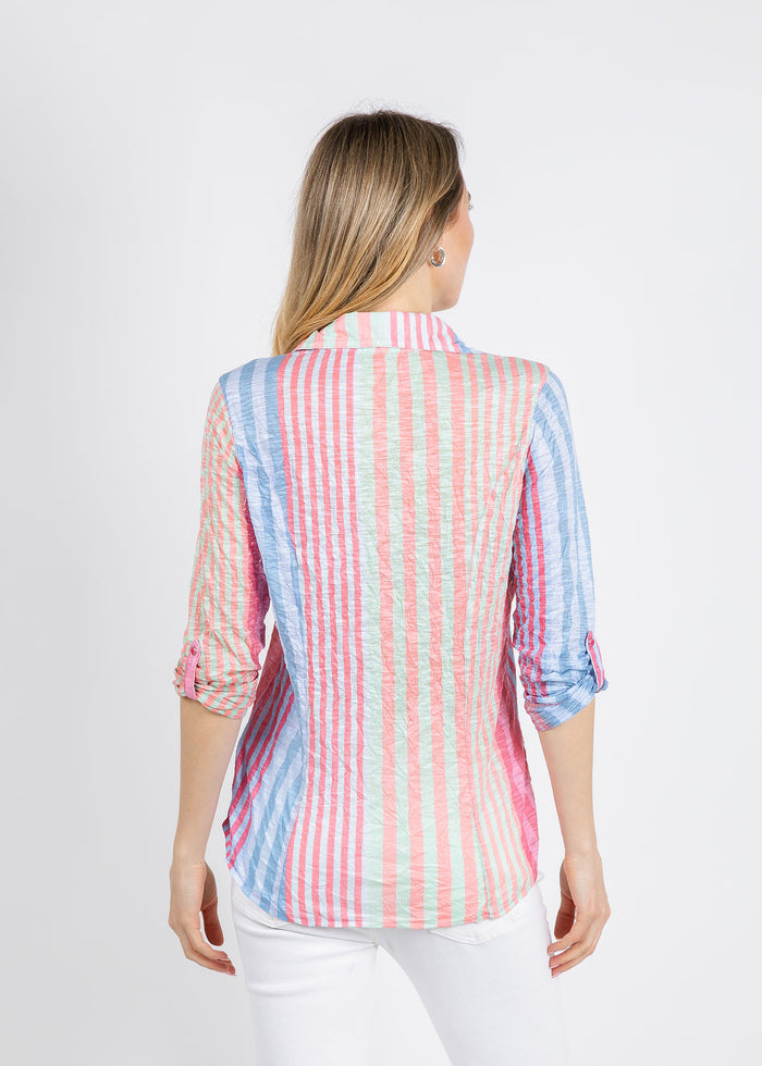 David Cline Roll Up Shirt in Stripes available at Barbara Katz