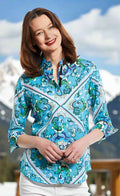 Dizzy-Lizzie Rome 3/4 Sleeve Shirt - 70s Print available at Barbara Katz