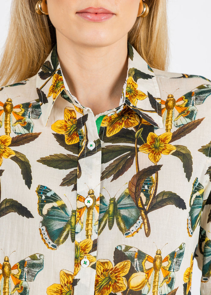 Dizzy-Lizzie Rome 3/4 Sleeve Shirt in Butterfly Print available at Barbara Katz