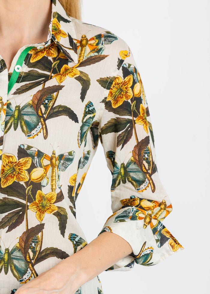 Dizzy-Lizzie Rome 3/4 Sleeve Shirt in Butterfly Print available at Barbara Katz