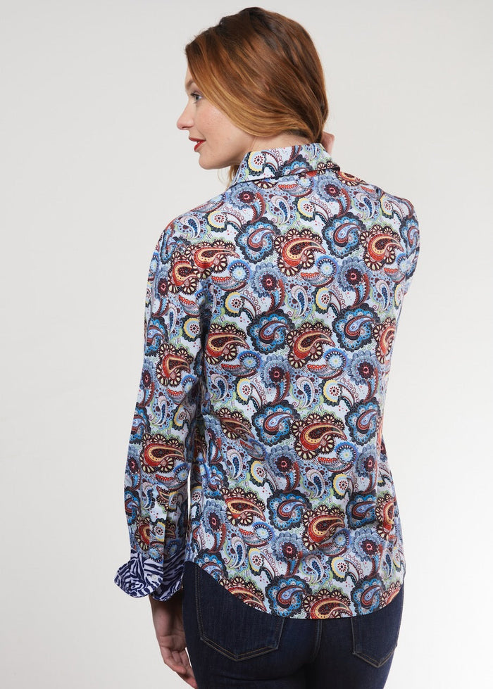 Dizzy-Lizzie Rome Long Sleeve Shirt - Blue Paisley available at Barbara Katz