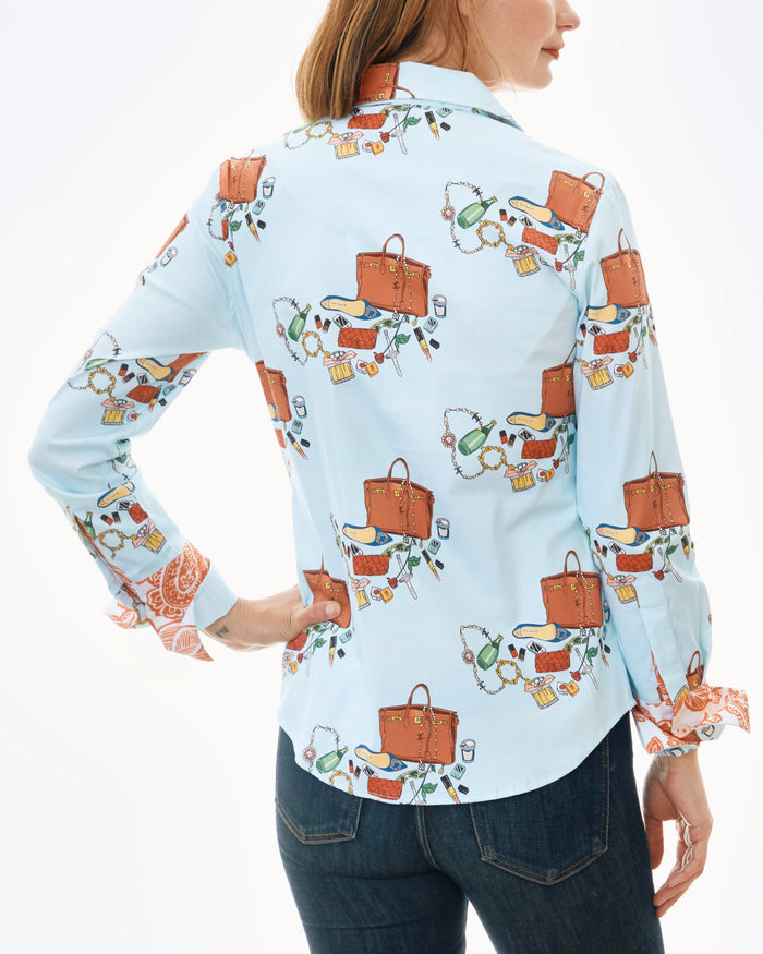 Dizzy-Lizzie Rome Long Sleeve Shirt - Perrier And Kelly Bags Print available at Barbara Katz