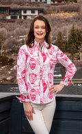 Dizzy-Lizzie Rome Long Sleeve Shirt - Pink White Chinoiserie available at Barbara Katz
