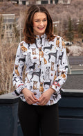 Dizzy-Lizzie Rome Long Sleeve Shirt - Pooches Print available at Barbara Katz