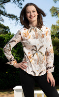 Dizzy-Lizzie Rome Long Sleeve Shirt - Safari Animals available at Barbara Katz
