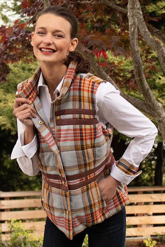 Dizzy-Lizzie Rosey Vest - Multu Plaid Flannel available at Barbara Katz