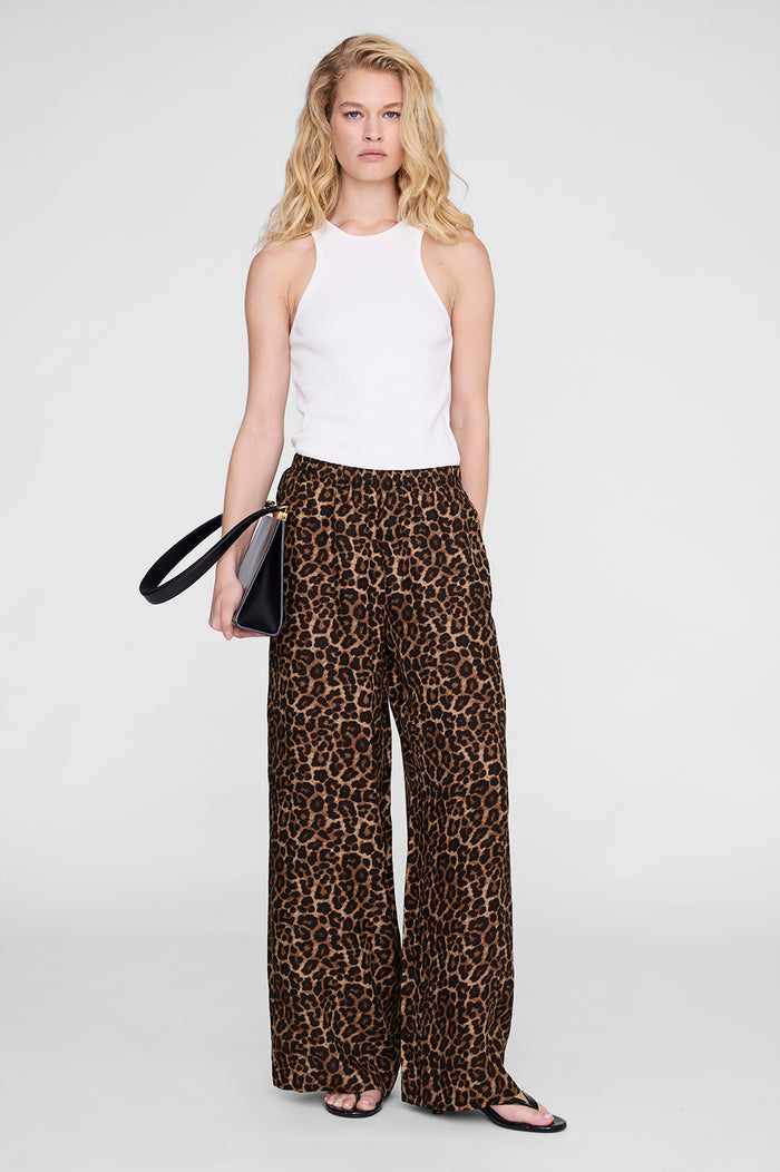 ANINE BING Roslyn Pant - Black And Brown Leopard - on model front