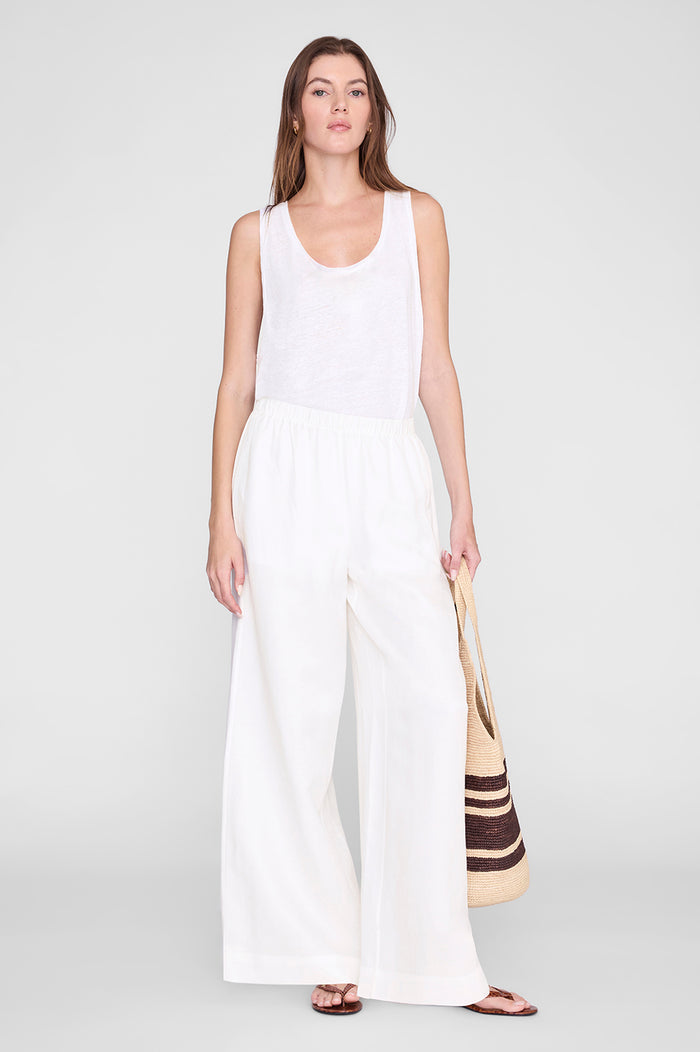 ANINE BING Roslyn Pant - Ivory- on model front