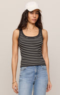 Z Supply Rowe Striped Scoop Tank in Ash Black available at Barbara Katz