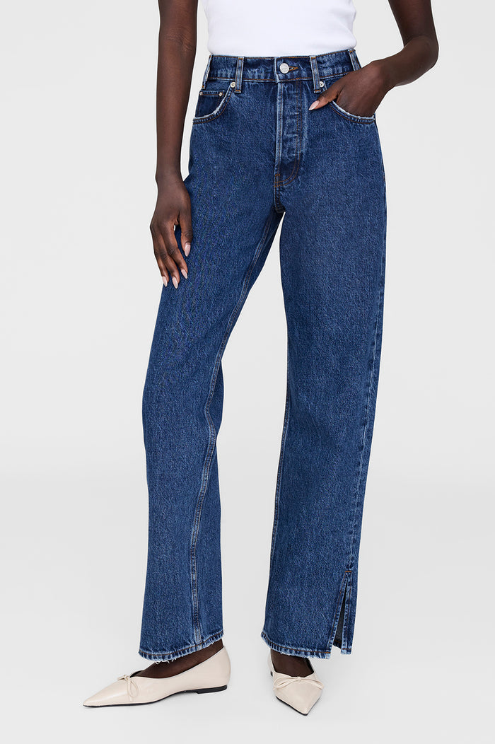 ANINE BING Roy Jean 31" - Clean Indigo Denim - On Model Front Second Image