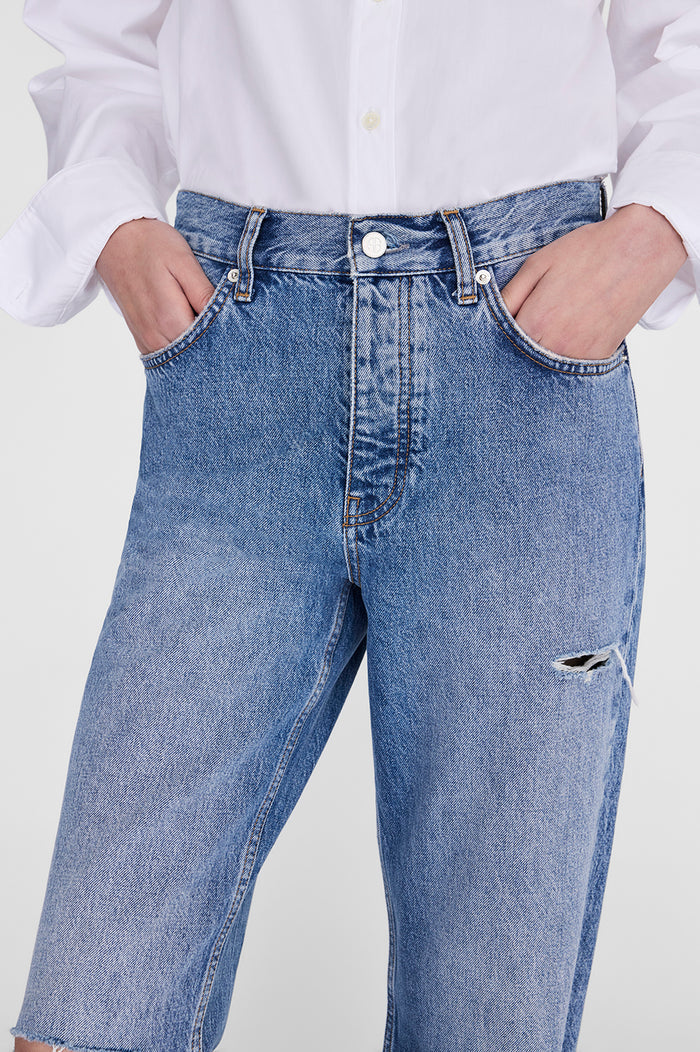 ANINE BING Roy Jean 31" - Pacific Blue - on model front detail