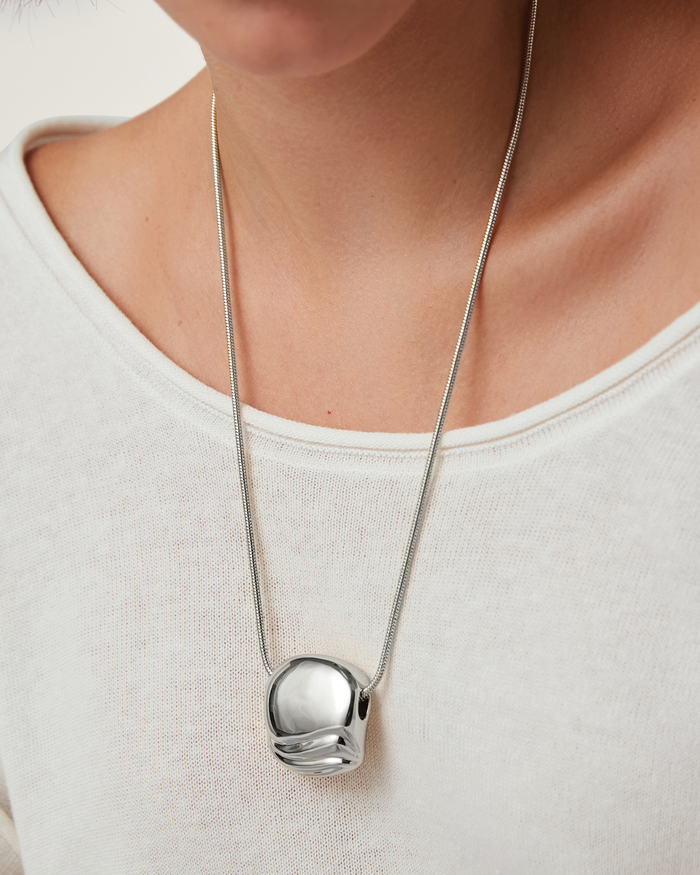 Jenny Bird Rue Pendant Necklace 38" in Silver available at Barbara Katz