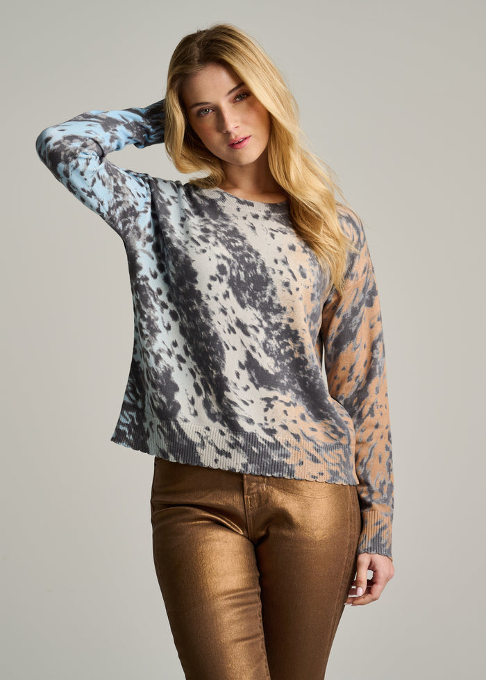 Lisa Todd Running Wild Sweater in Ice Blue/Camel available at Barbara Katz