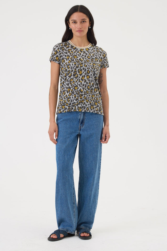 Goldie Safari Boy Ringer Tee in Animal Print available at Barbara Katz