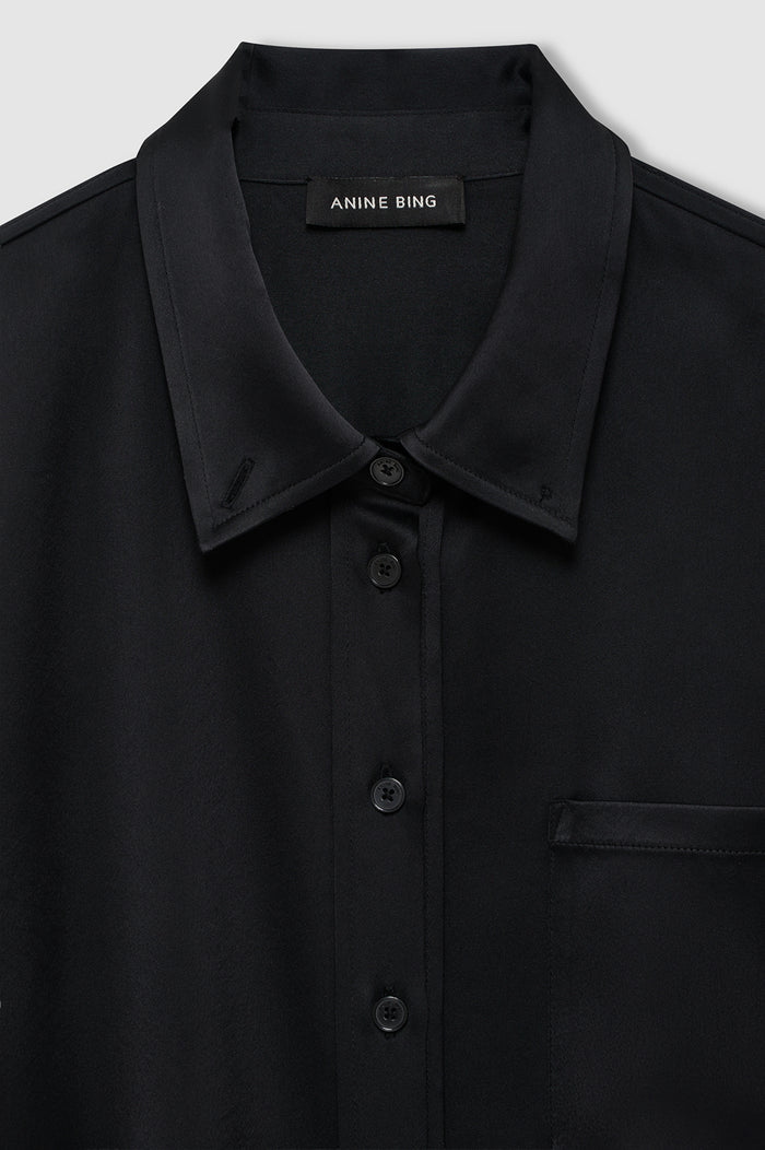 ANINE BING Scott Cropped Shirt - Black - detail view