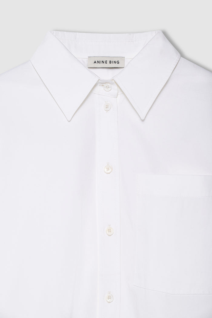 ANINE BING Scott Cropped Shirt - White - detail view