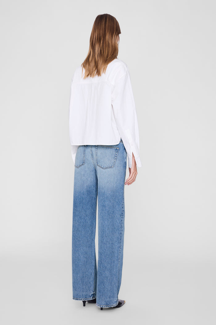 ANINE BING Scott Cropped Shirt - White - on model back