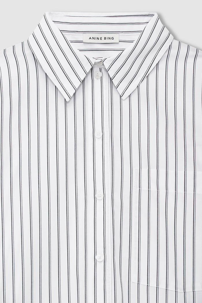ANINE BING Scott Shirt - White And Black Stripe - detail view