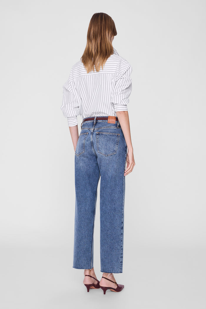 ANINE BING Scott Shirt - White And Black Stripe - on model back