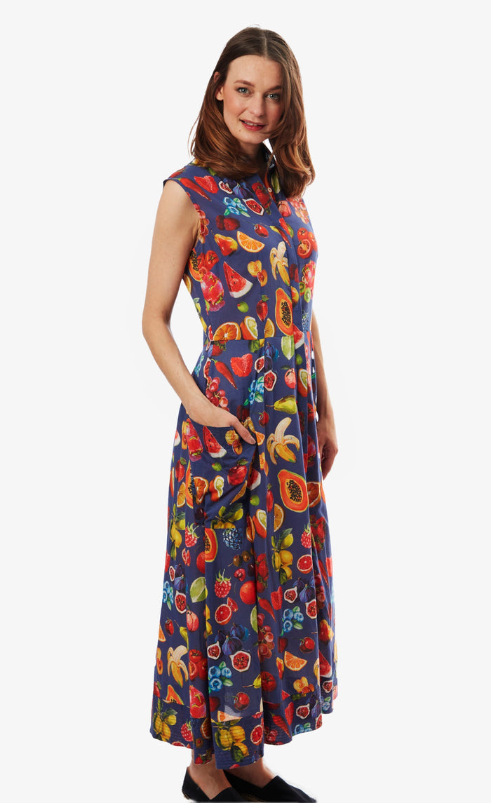 Dizzy-Lizzie Sea Island Dress - Fruit Print available at Barbara Katz