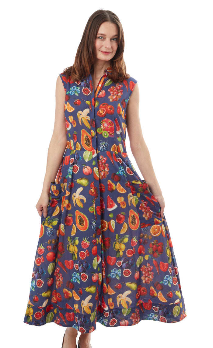 Dizzy-Lizzie Sea Island Dress - Fruit Print available at Barbara Katz