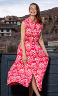 Dizzy-Lizzie Sea Island Dress - Pink White Ikat available at Barbara Katz