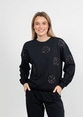 Margittes Sequin Dot Sweatshirt in Black available at Barbara Katz