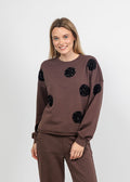 Margittes Sequin Dot Sweatshirt in Coconut available at Barbara Katz