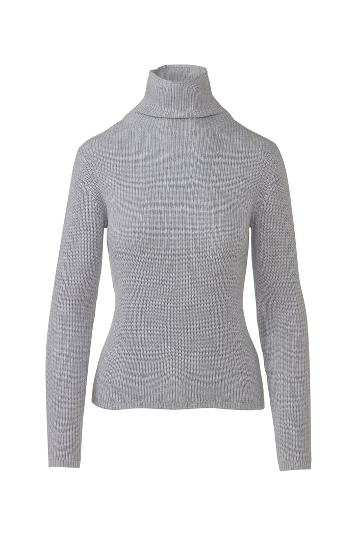 Kinross Sequin Rib Funnel Sweater available at Barbara Katz