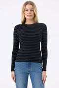 Goldie Shadow Stripe Long Sleeve Top in Black/Charcoal Heather available at Barbara Katz