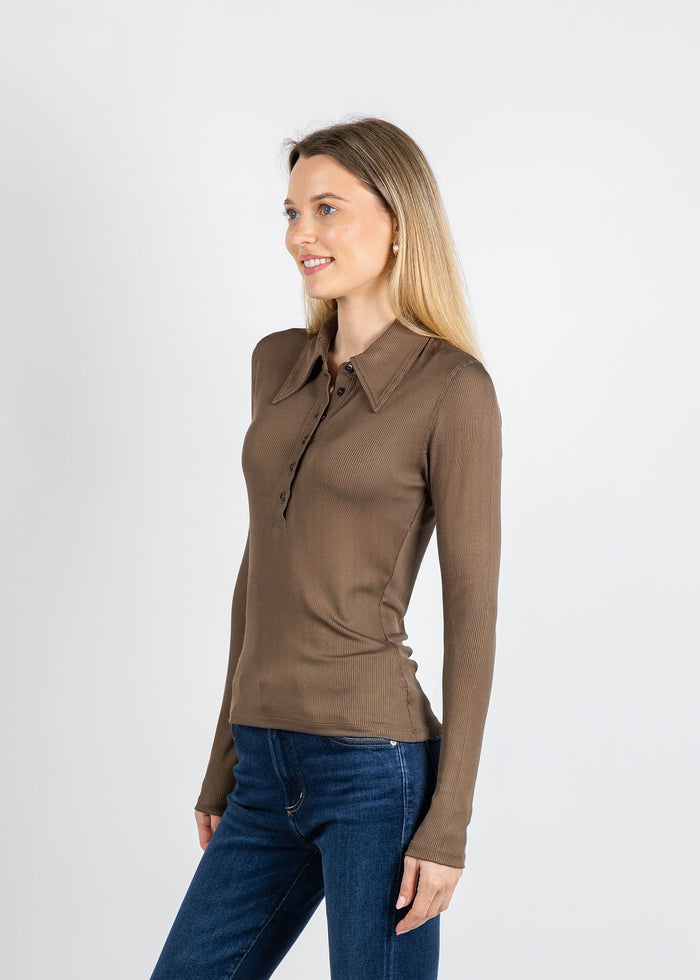 Citizens of Humanity Shaea Polo in Cocoa available at Barbara Katz