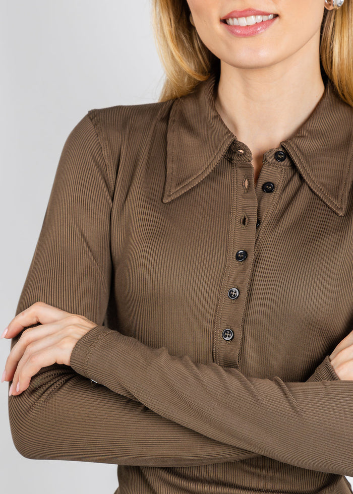 Citizens of Humanity Shaea Polo in Cocoa available at Barbara Katz