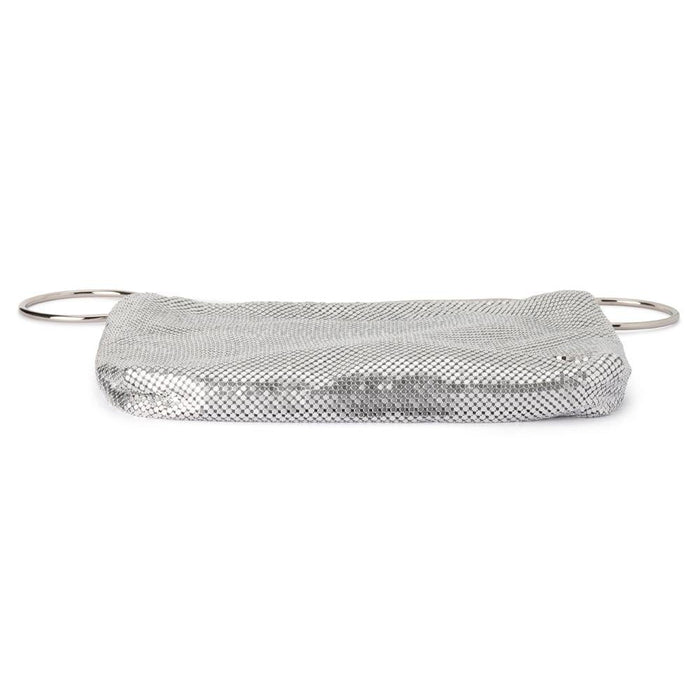 Olga Berg Shar Mesh Convertible Bag in Silver available at Barbara Katz