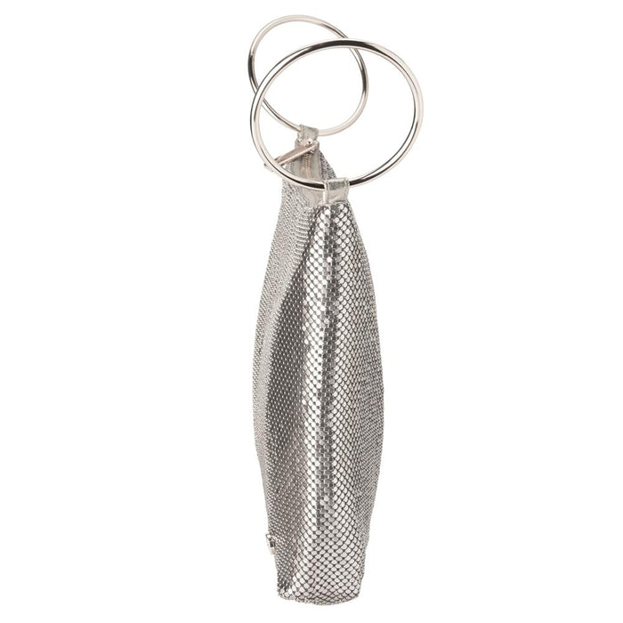 Olga Berg Shar Mesh Convertible Bag in Silver available at Barbara Katz