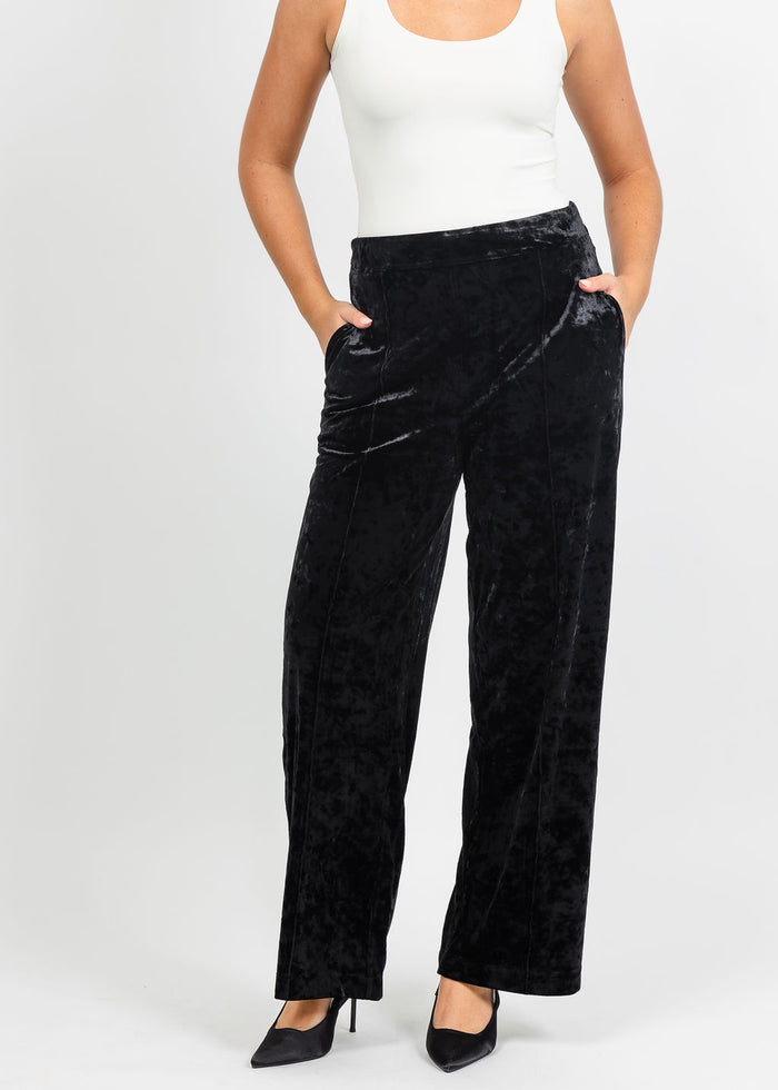 Lysse Shay Crushed St Velvet Suit Pant in Black available at Barbara Katz