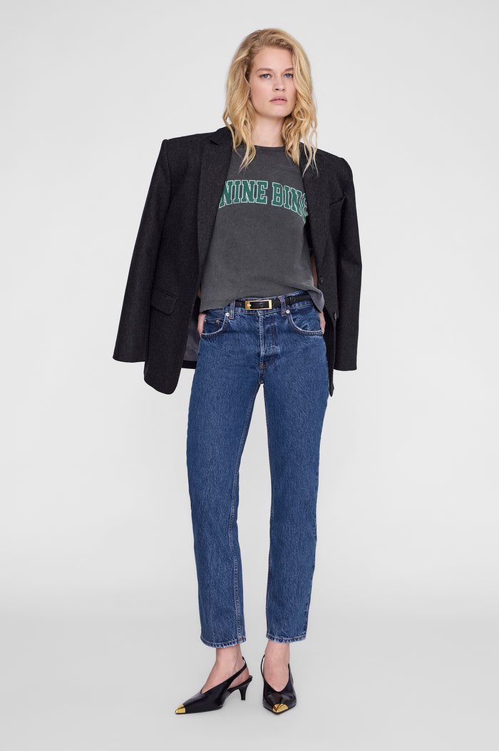 ANINE BING Shelley Tee - Washed Black - on model front second image