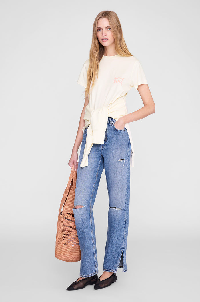 ANINE BING Shelley Tee Surfer - Washed Buttercream - on model front