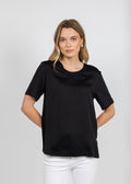 Margittes Short Sleeve Crew Neck Tee in Black available at Barbara Katz