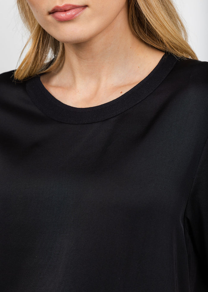 Margittes Short Sleeve Crew Neck Tee in Black available at Barbara Katz
