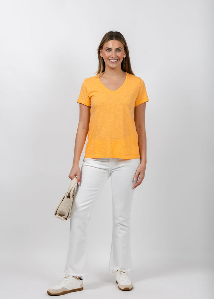 Elliott Lauren Short Sleeve V-Neck Tee in Creamsicle available at Barbara Katz