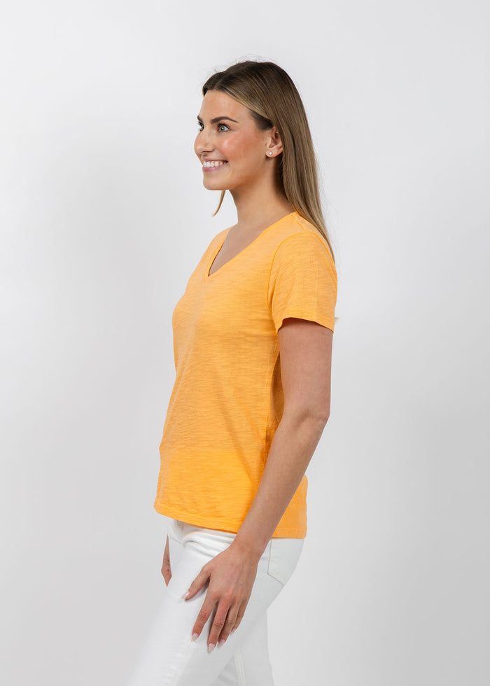 Elliott Lauren Short Sleeve V-Neck Tee in Creamsicle available at Barbara Katz